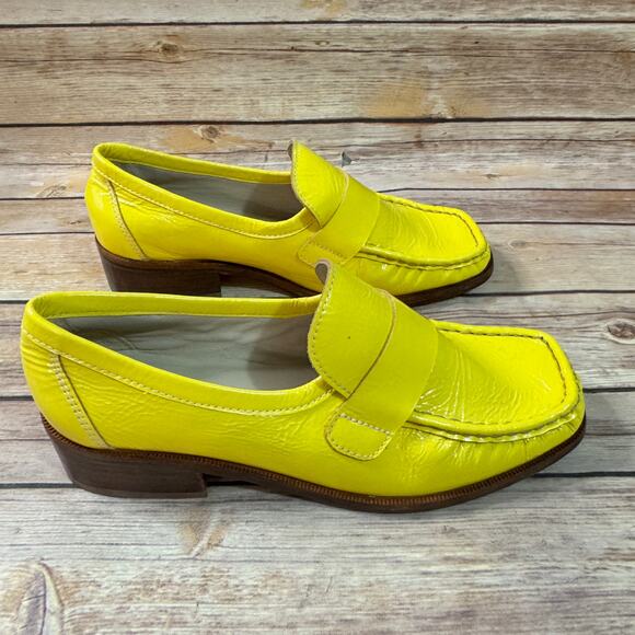 Rachel Comey Womens Banana Yellow Patent Leather Annie Loafer Slip On Shoes 7 - Picture 2 of 9